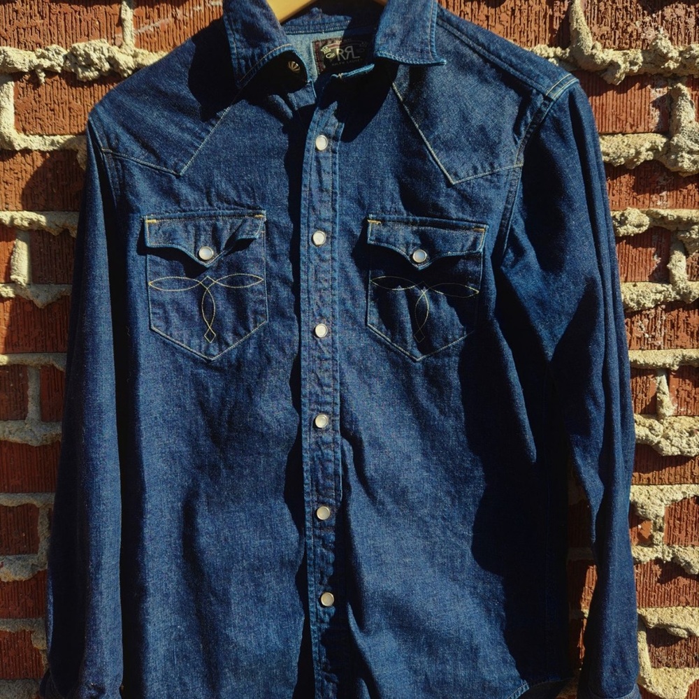Denim Western Shirt RRL.  Slim fit   small.
